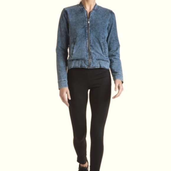 Andrew Marc New York Performance Denim Bomber Blue Wash